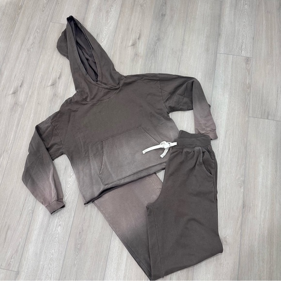 Electric & Rose Yvonne sweatshirt hoodie & sweatpants set brown  XS - Picture 3 of 11